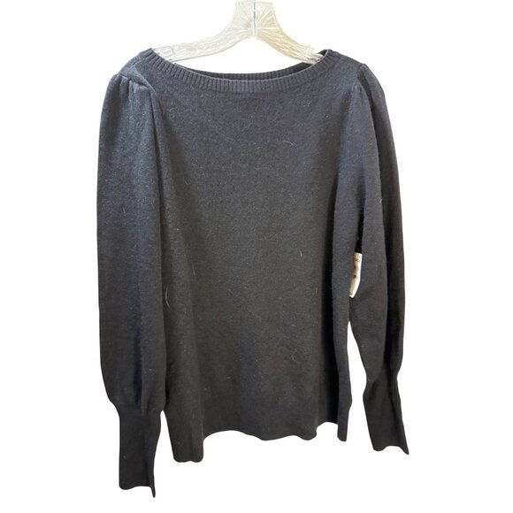 Nordstrom Black Cashmere Sweater L Ribbed Cuffs & Neckline - Picture 1 of 12
